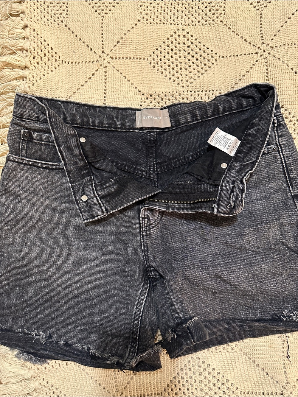 Everlane Washed Black High-Waist Denim Shorts